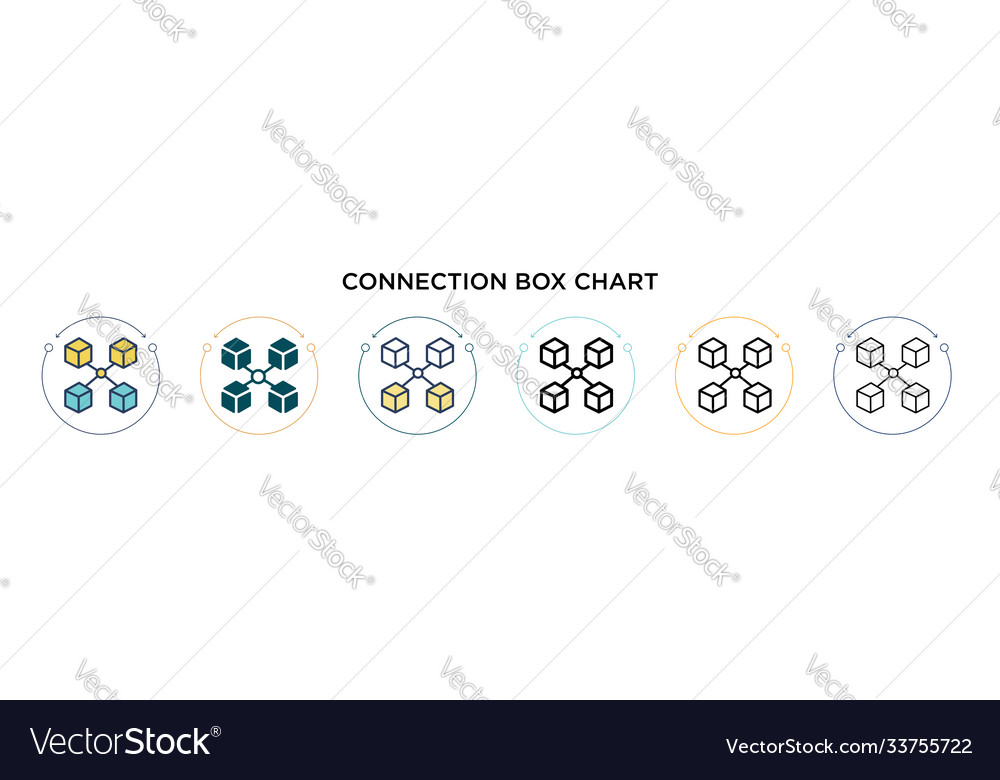 Connection box chart icon in filled thin line vector image Connection box chart icon in filled thin line