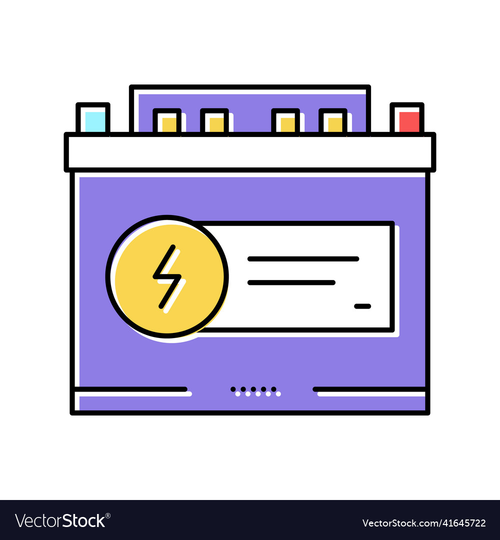 Electrical battery color icon flat Royalty Free Vector Image