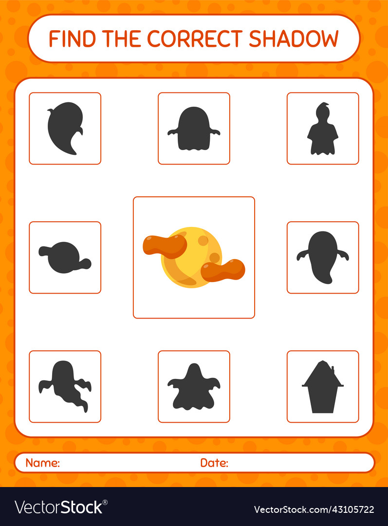 Find the correct shadows game with full moon vector image Find the correct shadows game with full moon