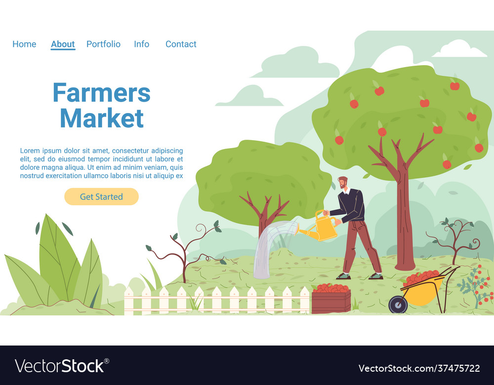 Flat cartoon farmer character grows crops Vector Image