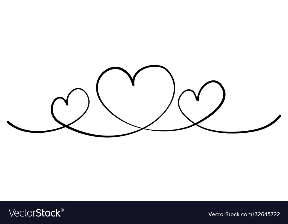 Hand drawn continuous line drawing hearts Vector Image