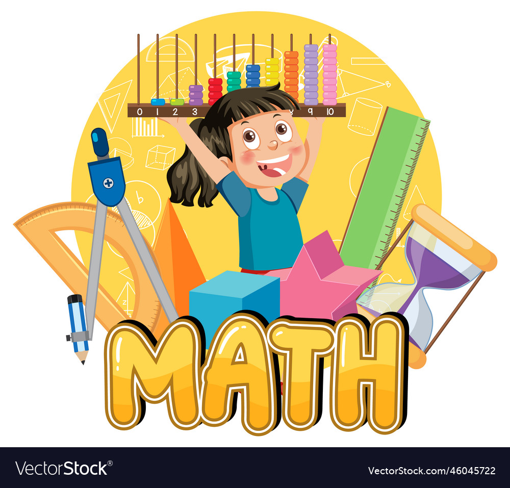 Kid with math element banner Royalty Free Vector Image