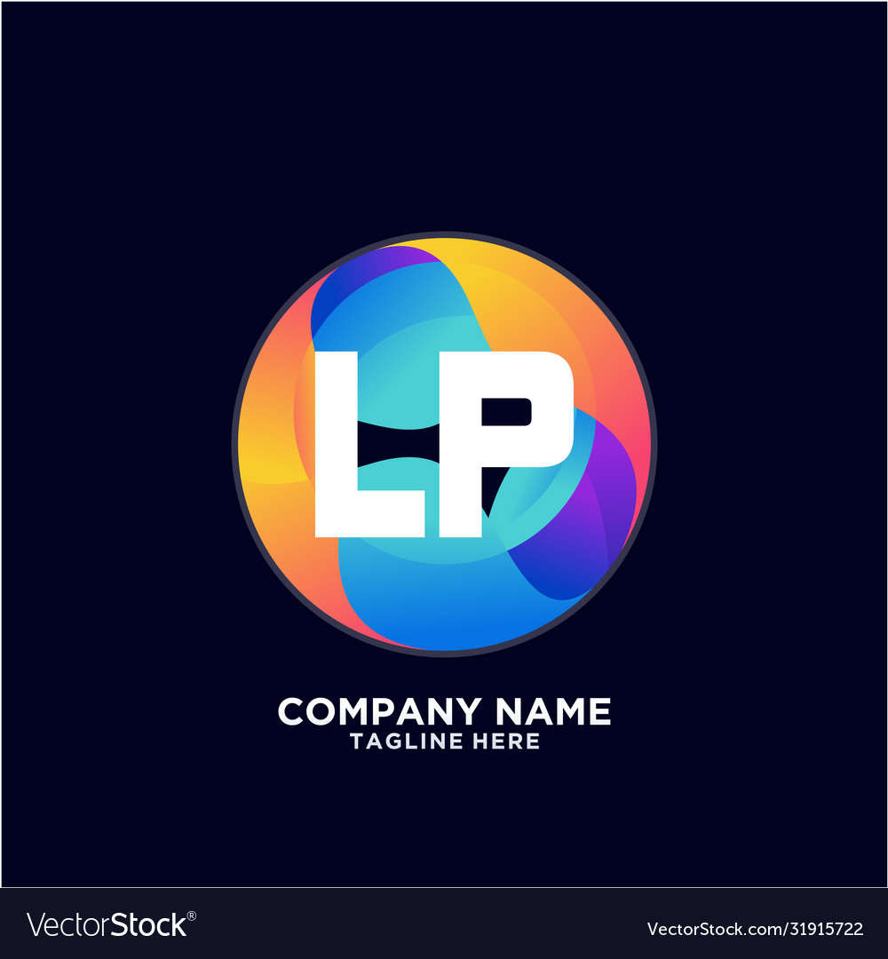 Lp initial logo with colorful circle template