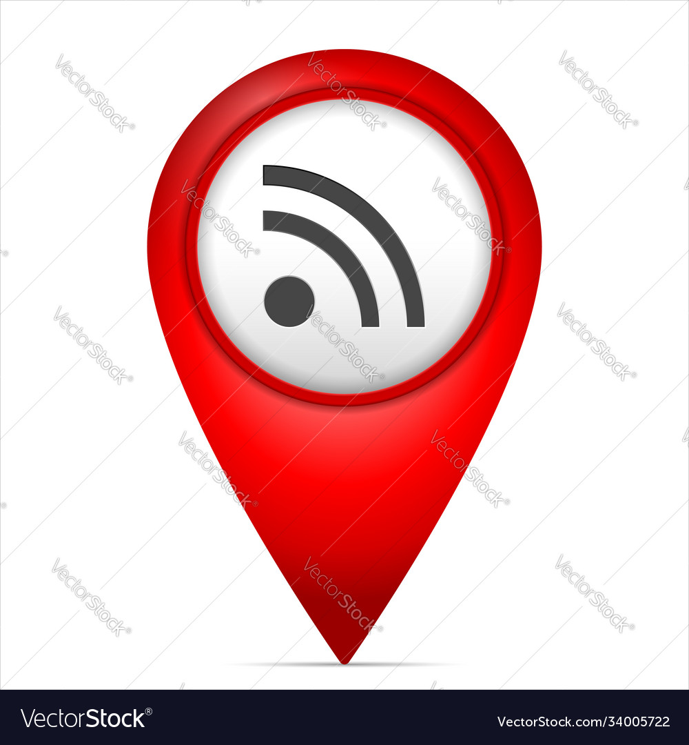 Map marker with rss symbol