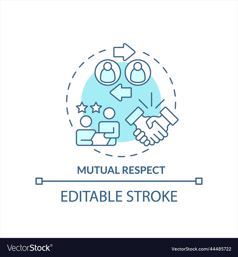 Mutual respect in workplace turquoise concept icon