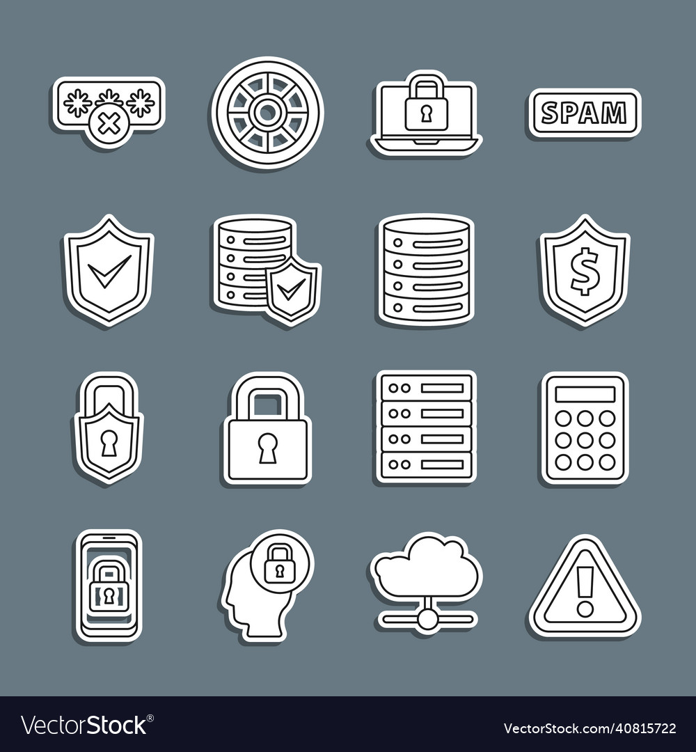 Set line exclamation mark in triangle password vector image Set line exclamation mark in triangle password