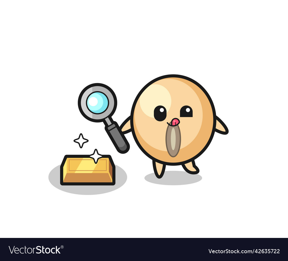 Soy bean character is checking the authenticity