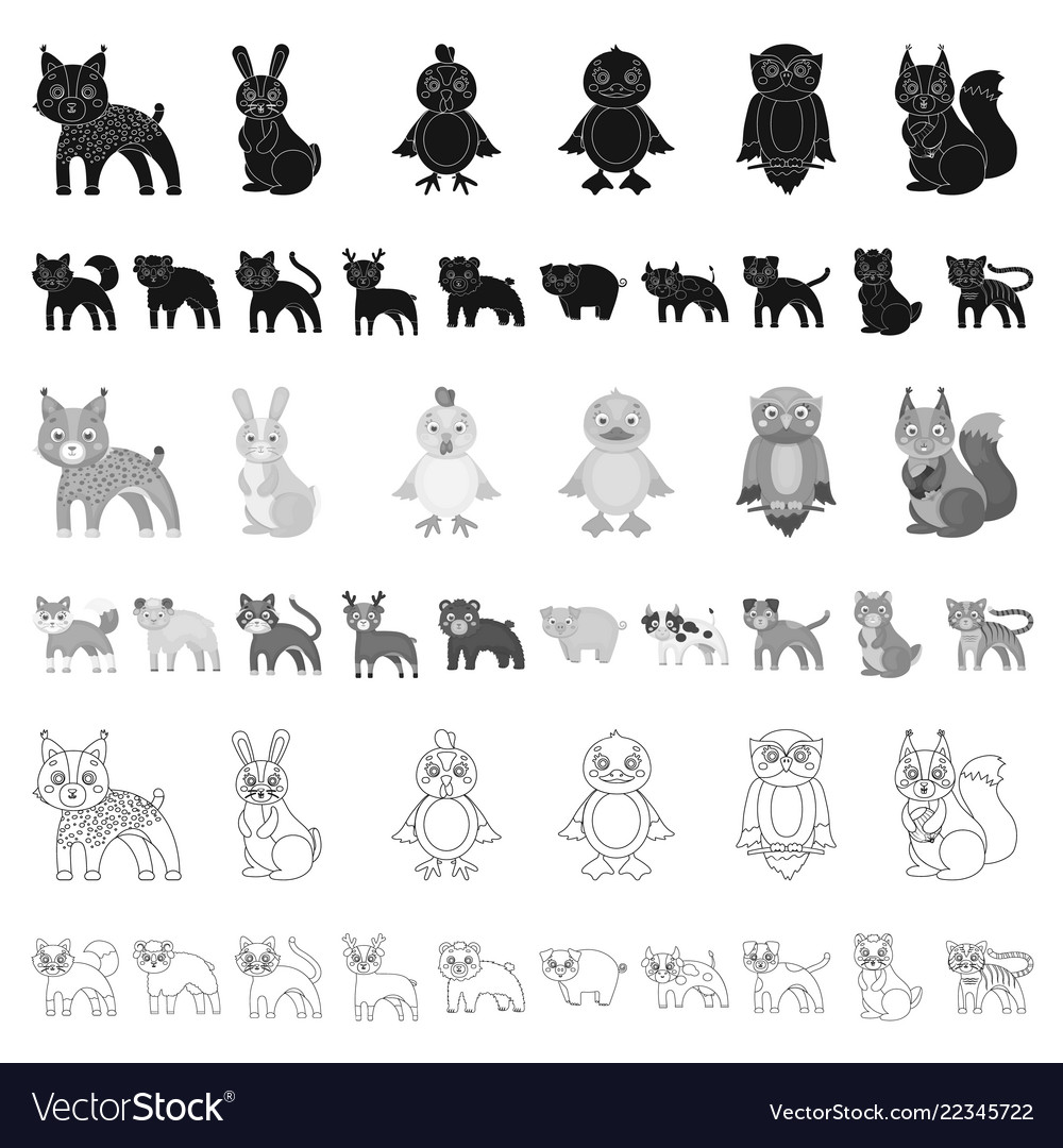 Toy animals cartoon icons in set collection