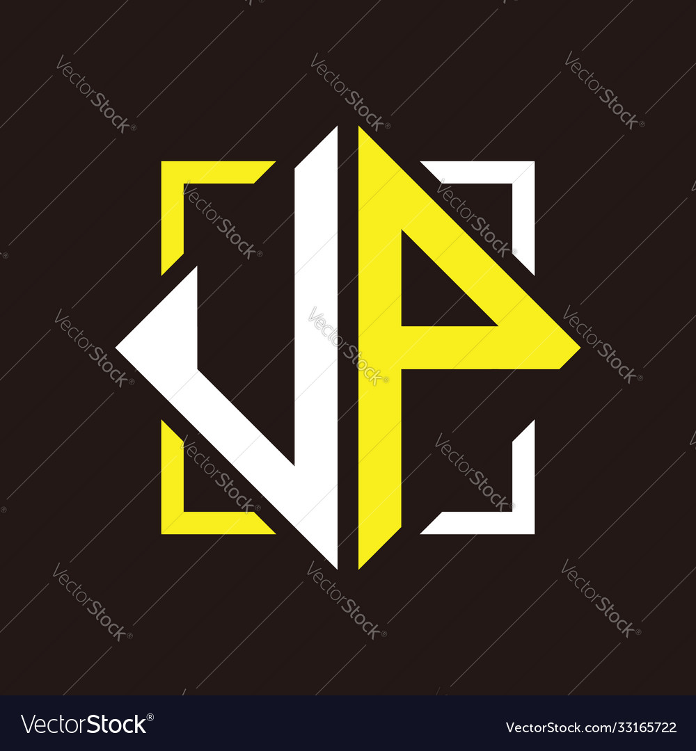 U p initials quadrangle monogram with square