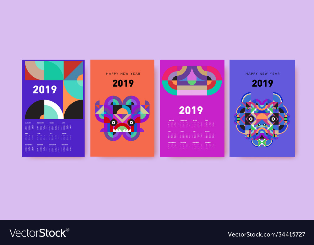 2021 calendar design template with colorful