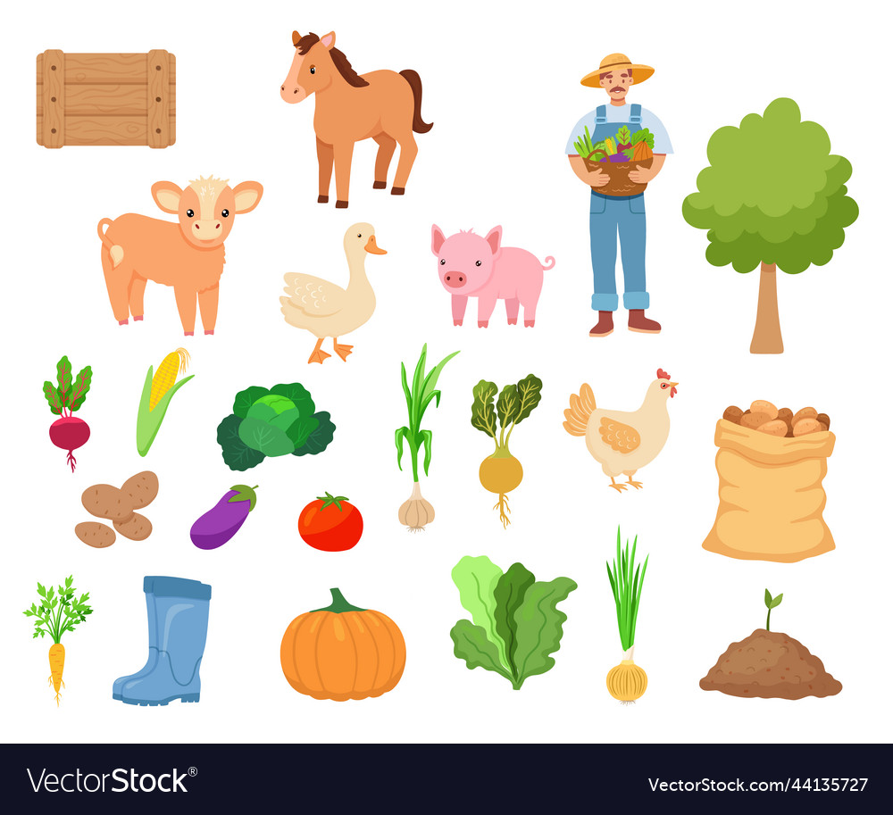 Big Set Of Flat Cartoon Royalty Free Vector Image