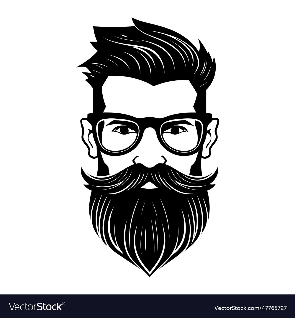 Black silhouette of hipster hair and beards