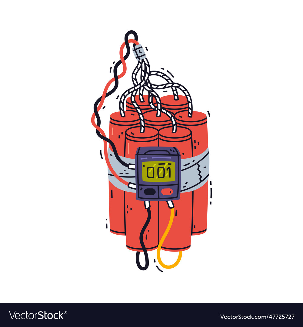 Dynamite red stick sheaf with timer as explosive