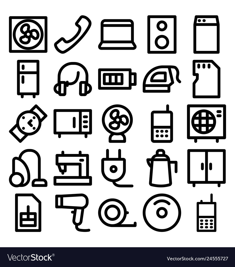 Electronics and devices bold line icons that can