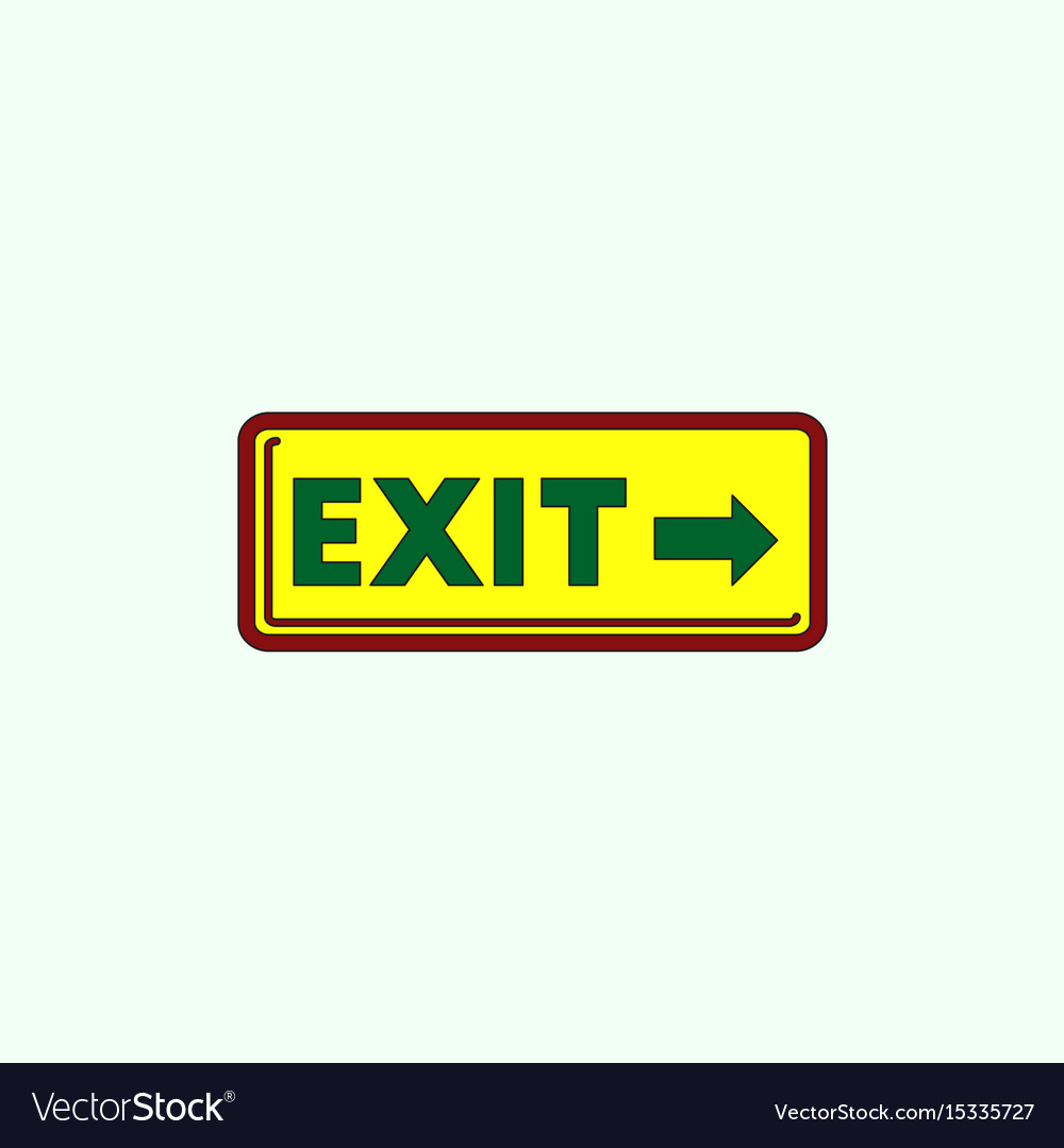 Exit way sign in flat style