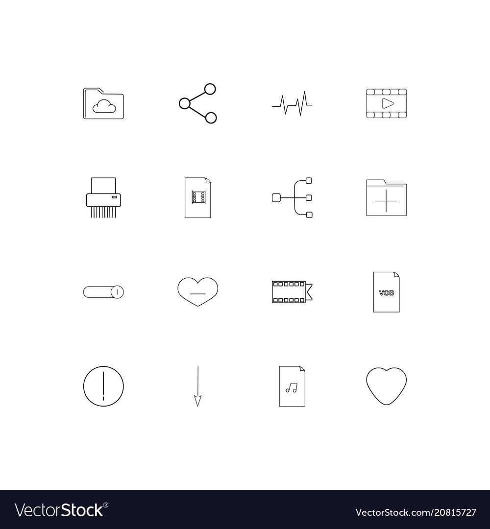 Files and folders sign linear thin icons set