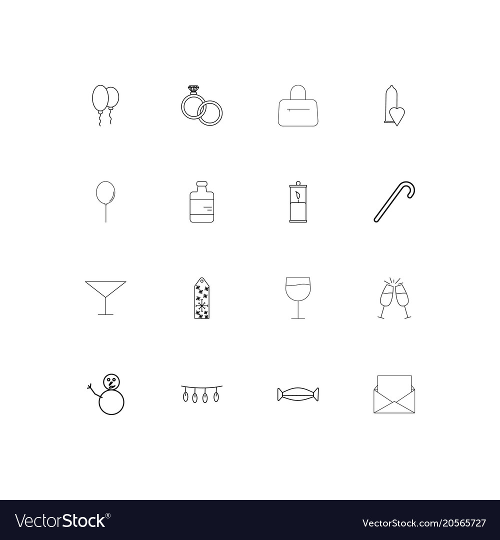 Holidays simple linear icons set outlined