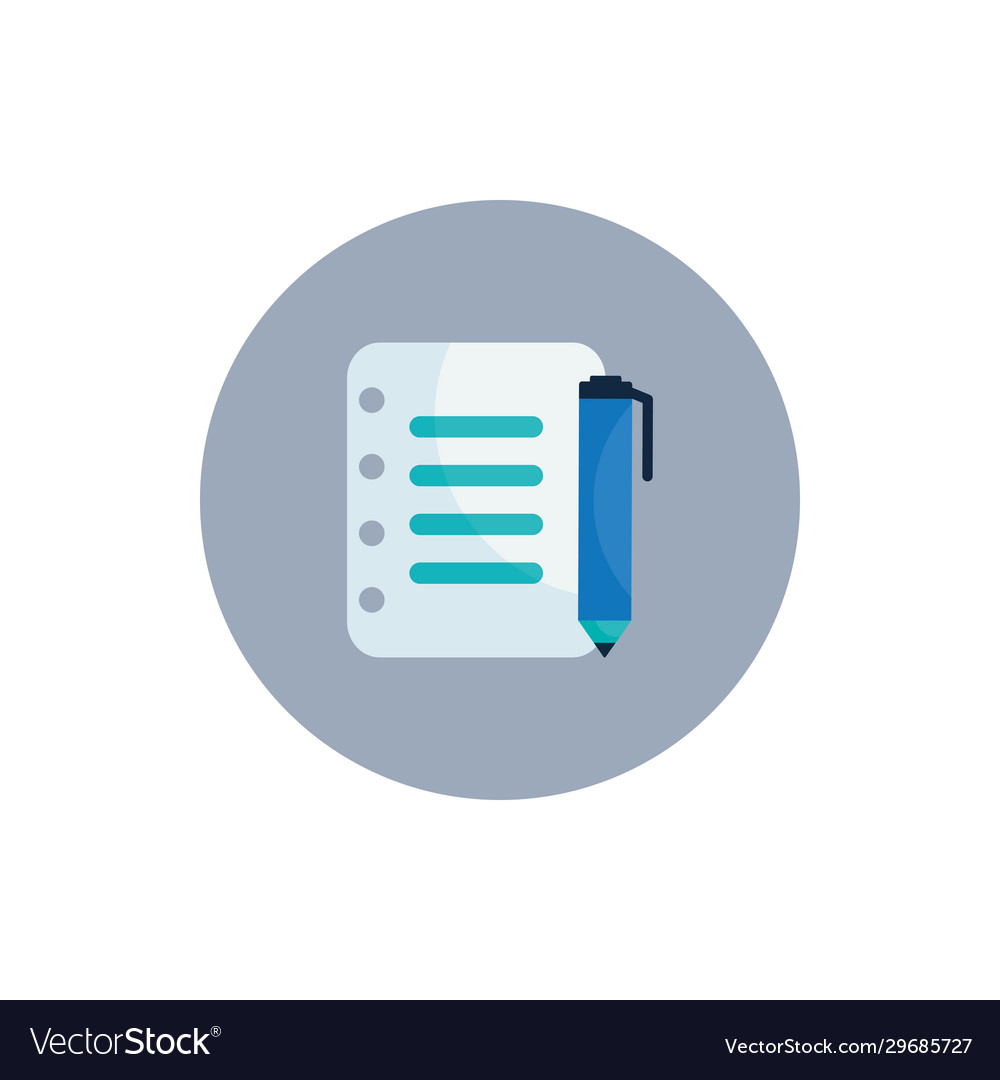 Isolated data document and pen flat block style