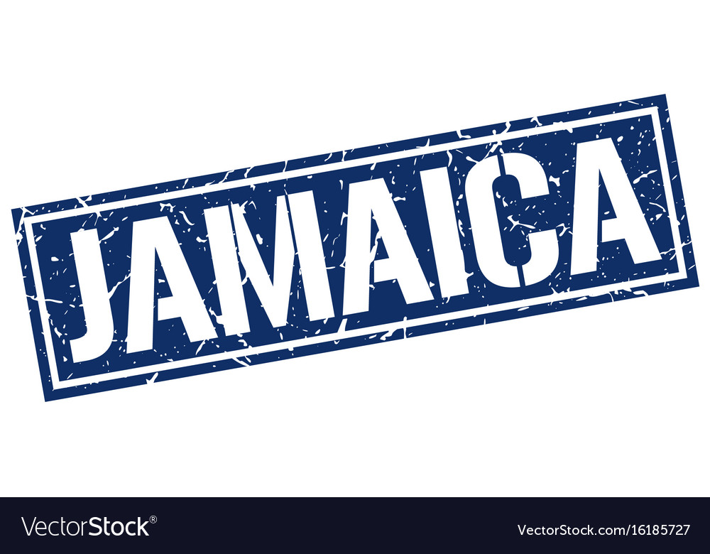 Jamaica blue square stamp Royalty Free Vector Image