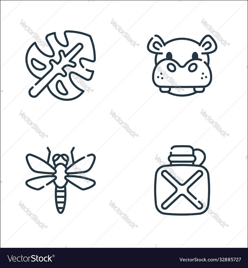 Jungle line icons linear set quality