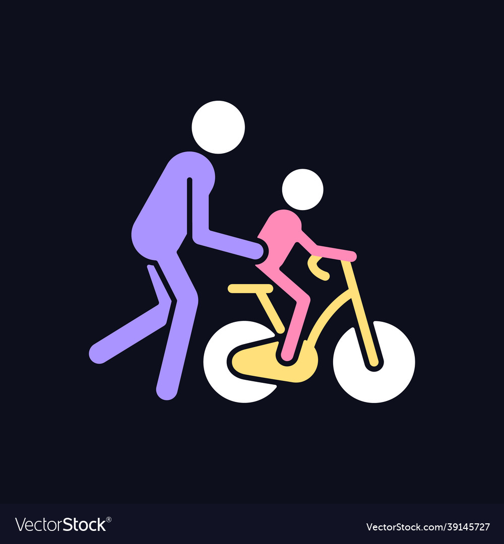 Learning to ride bike rgb color icon for dark