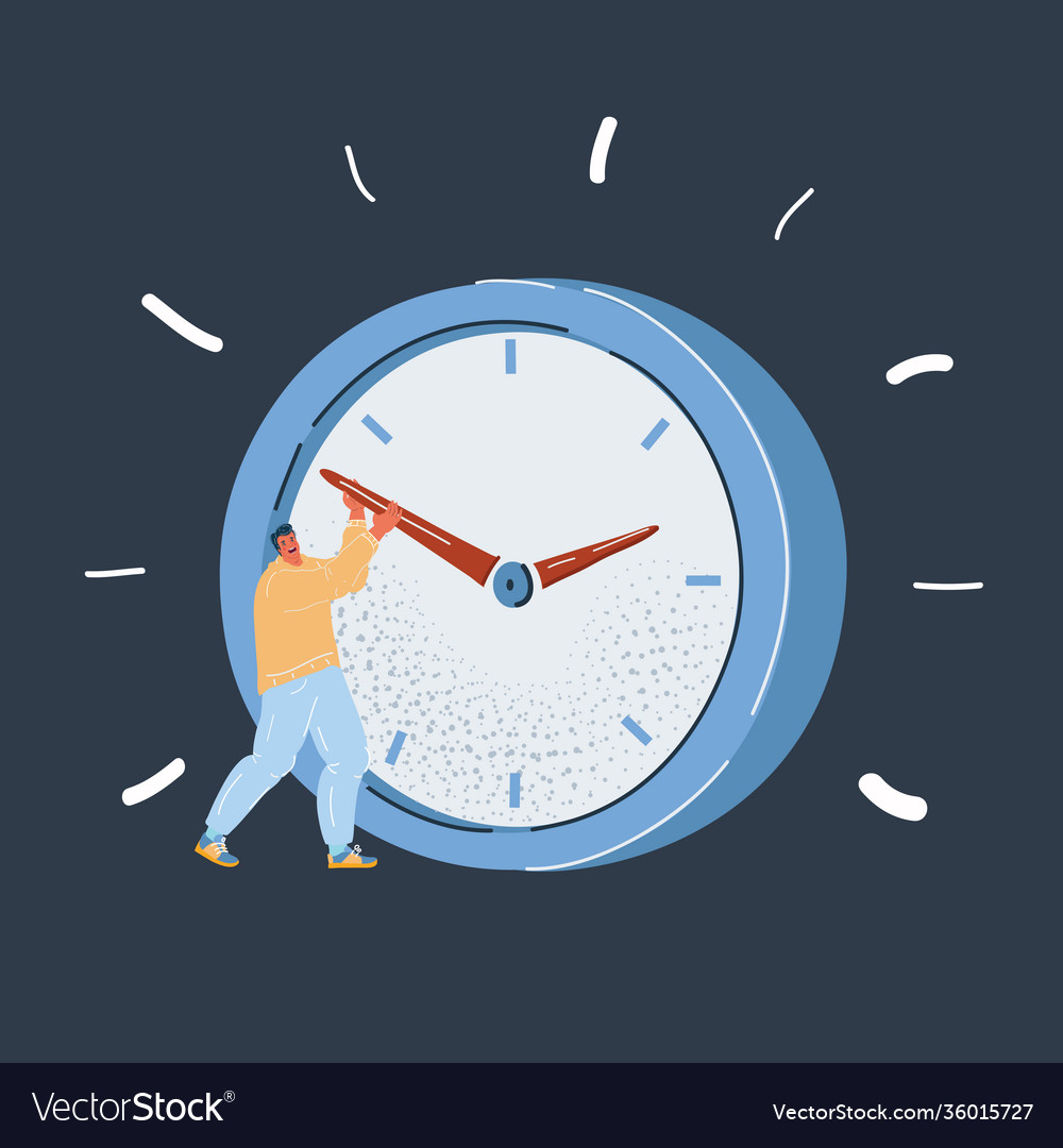 Man try to stop timing vector image Man try to stop timing