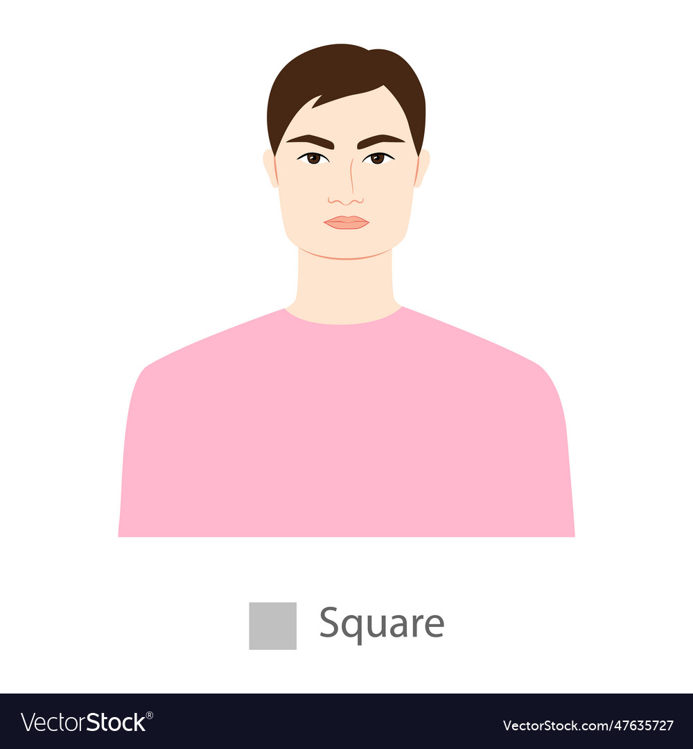 Men face square shape type with text diagram male