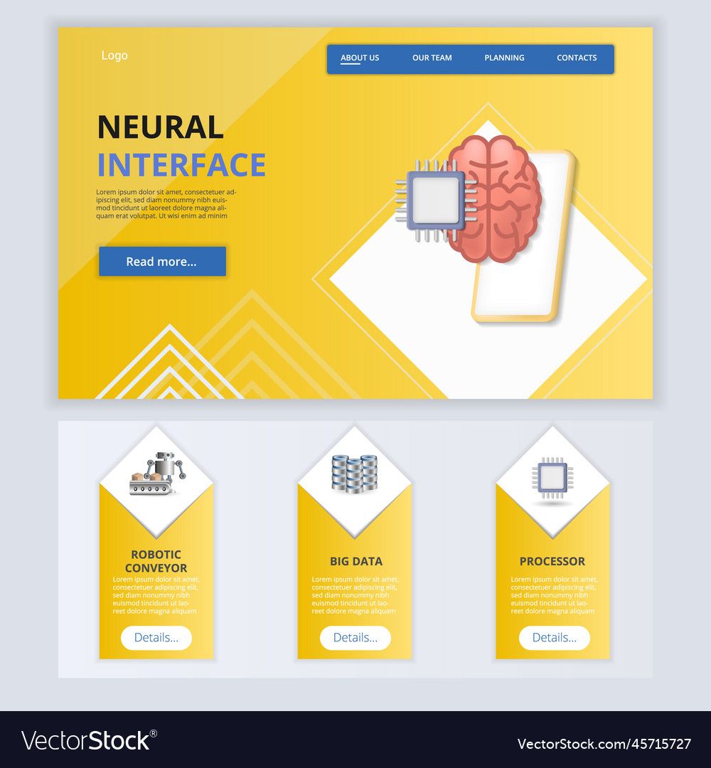 Neural interface flat landing page website vector image Neural interface flat landing page website