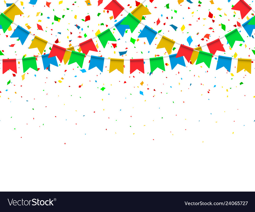 Seamless pattern festive flags and confetti