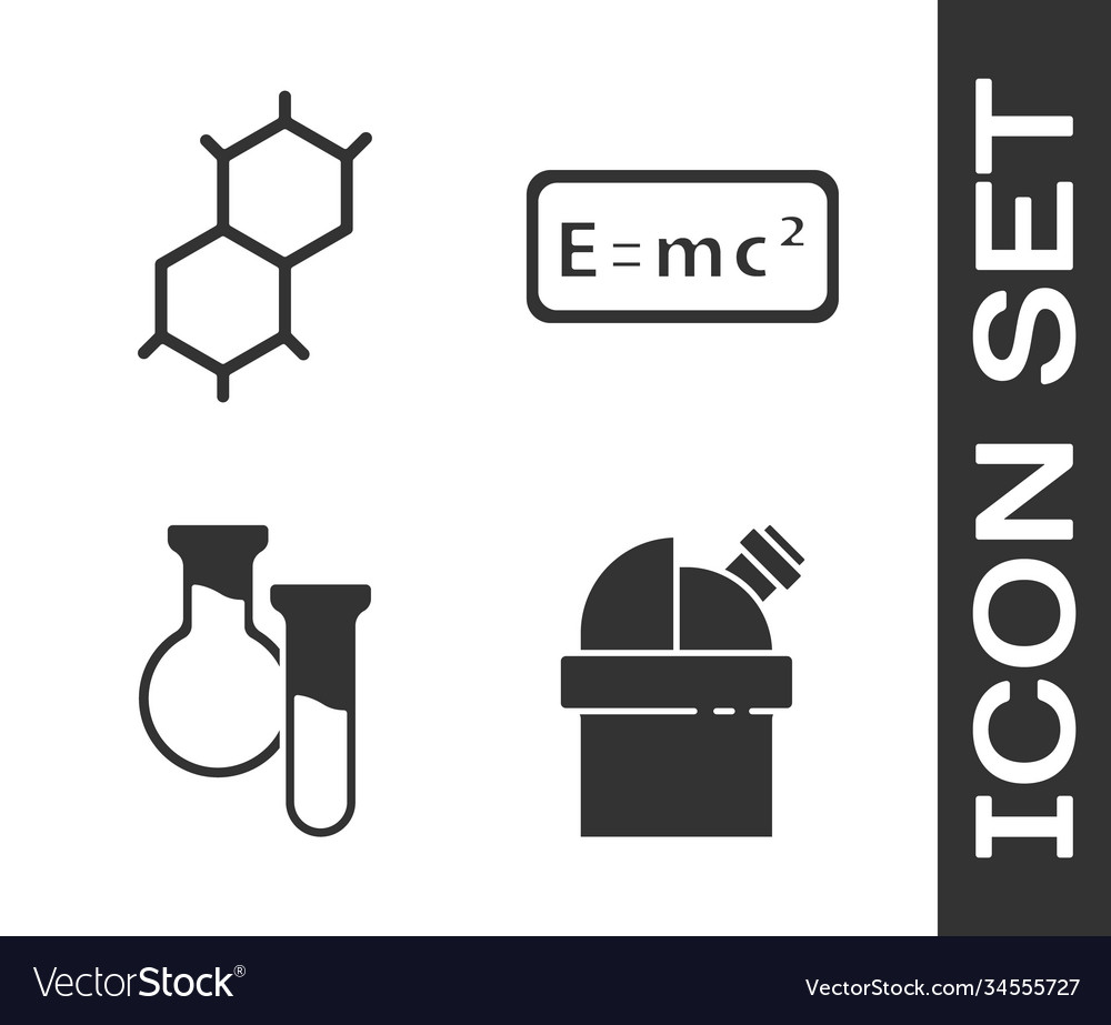 Set astronomical observatory chemical formula Vector Image