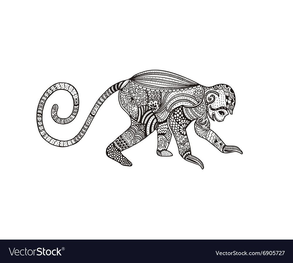 Zentangle Monkey Pattern