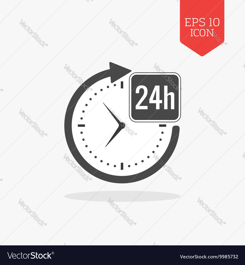 24 hours a day icon open around the clock concept