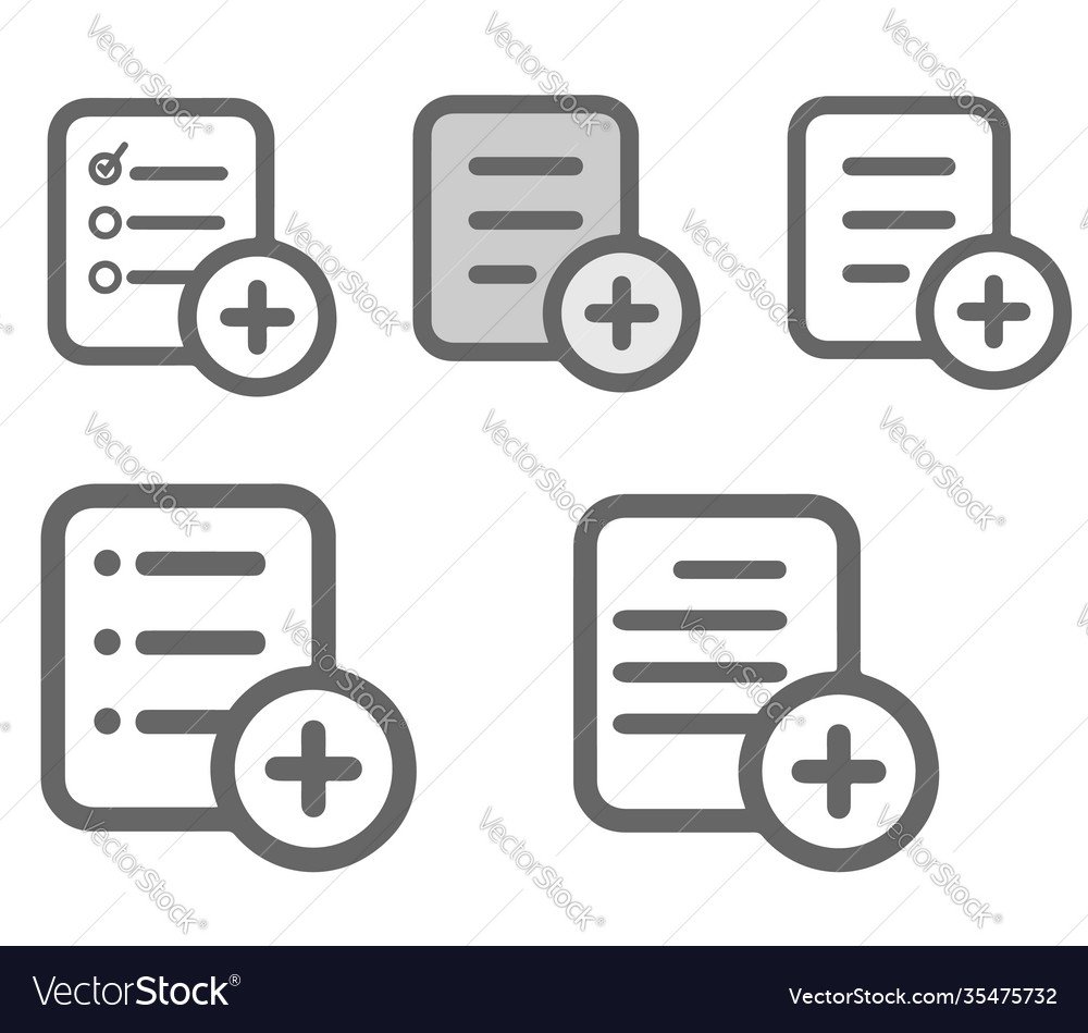 A set icons plus symbol in linear style