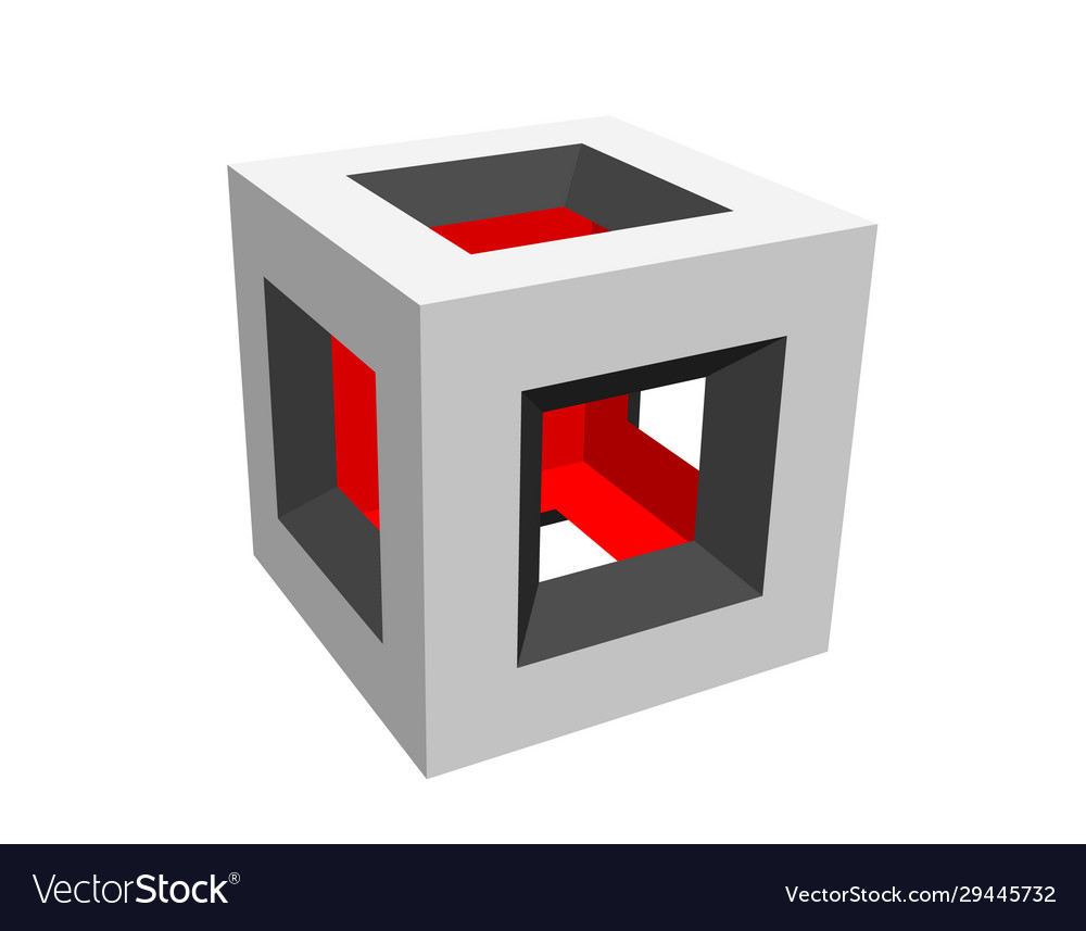 Abstract cube wireframe isolated on white