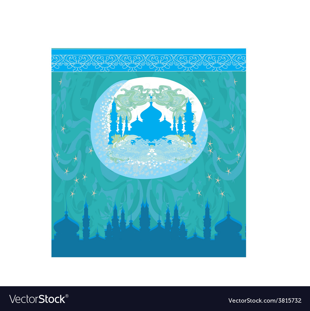 Artistic pattern background with moon and mosque