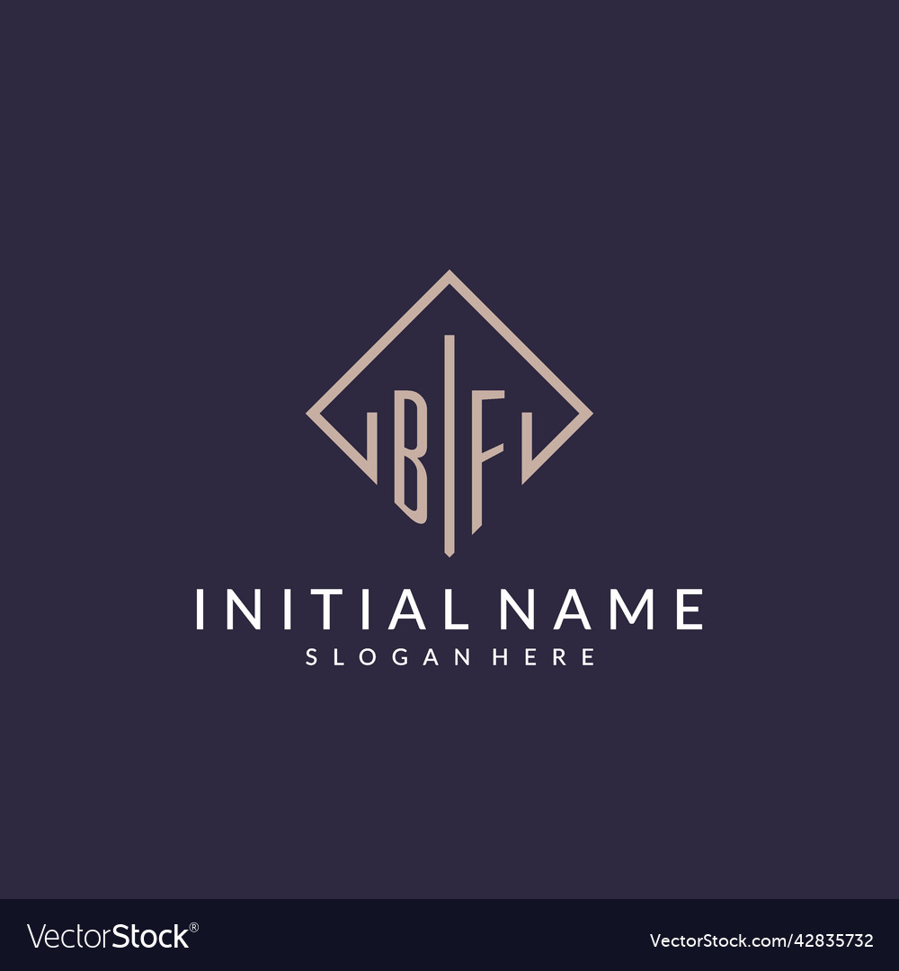 Bf initial monogram logo with rectangle style