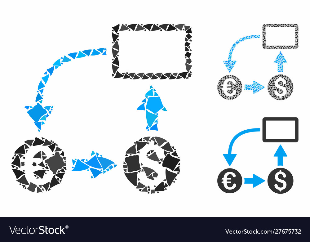 Cashflow euro exchange mosaic icon unequal vector image Cashflow euro exchange mosaic icon unequal