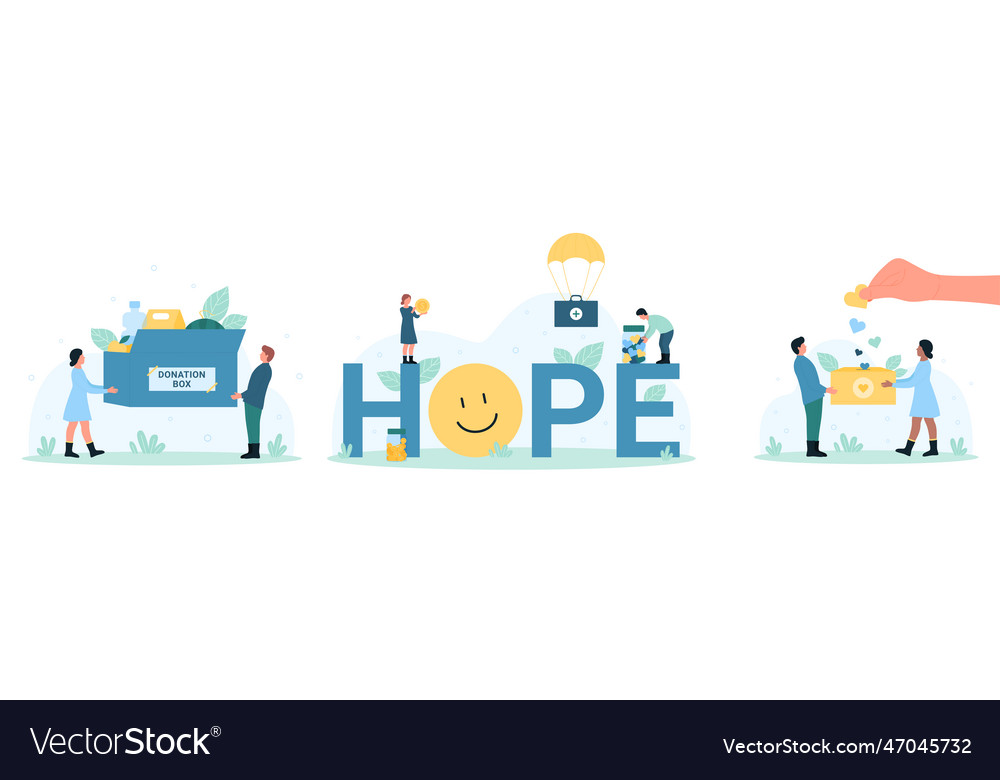 Charity services set hand holding heart gift Vector Image