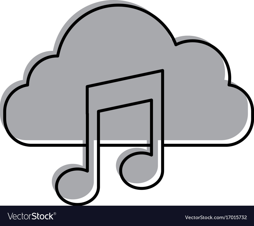 Cloud computing with music note isolated icon