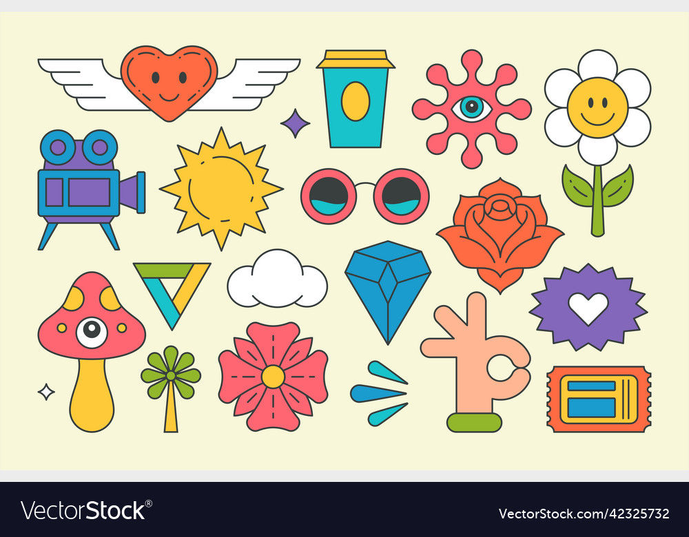 Collection decorative pop art graphic elements Vector Image