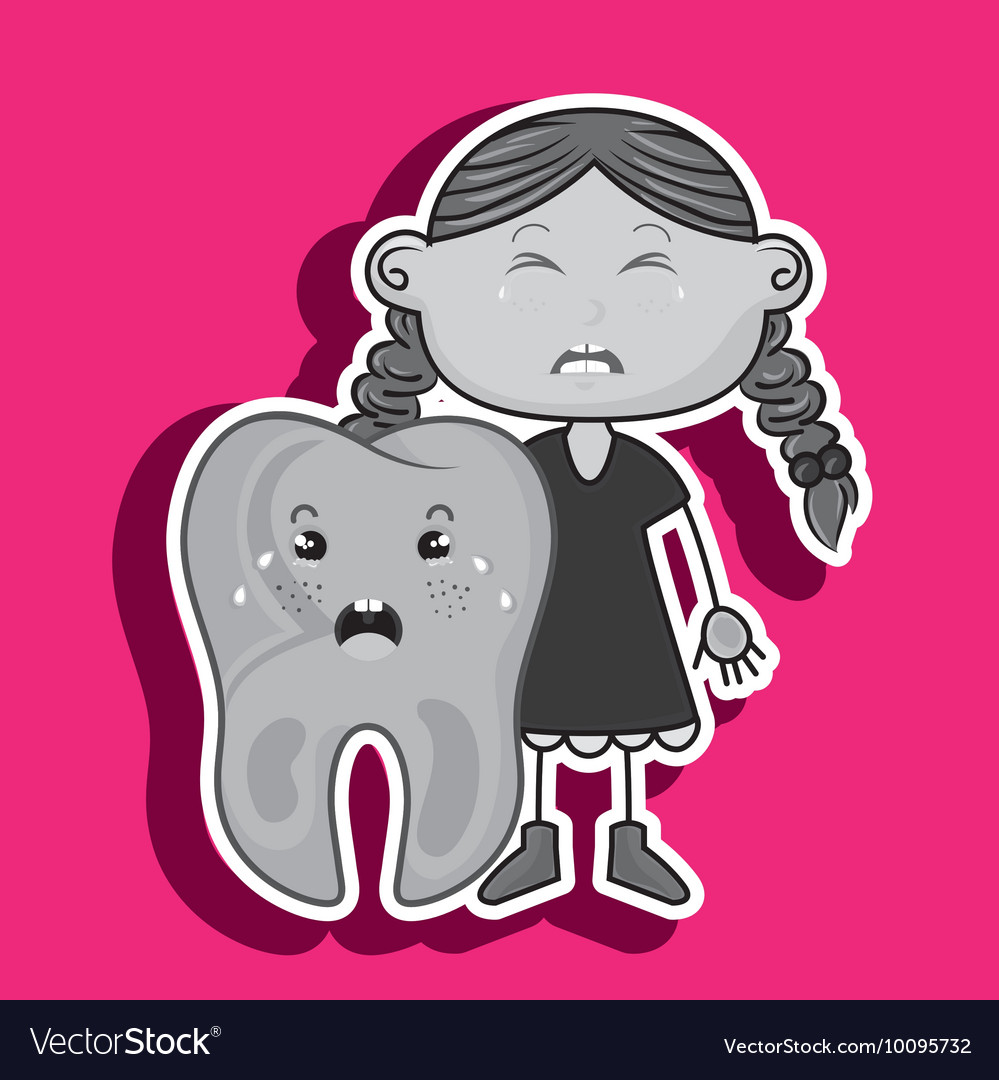 Crying cartoon girl with colored clothes