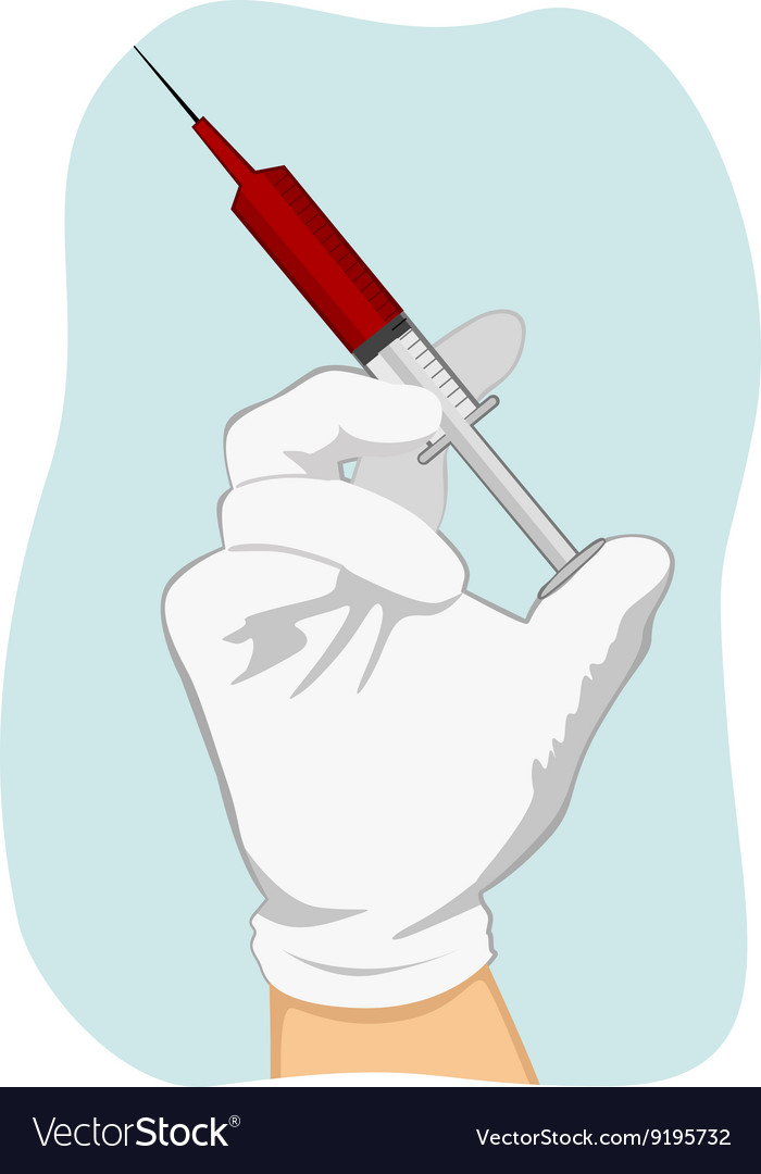 Doctor hand in white glove holding syringe