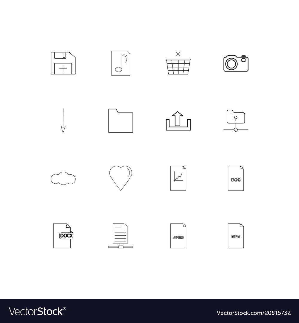 Files and folders sign linear thin icons set