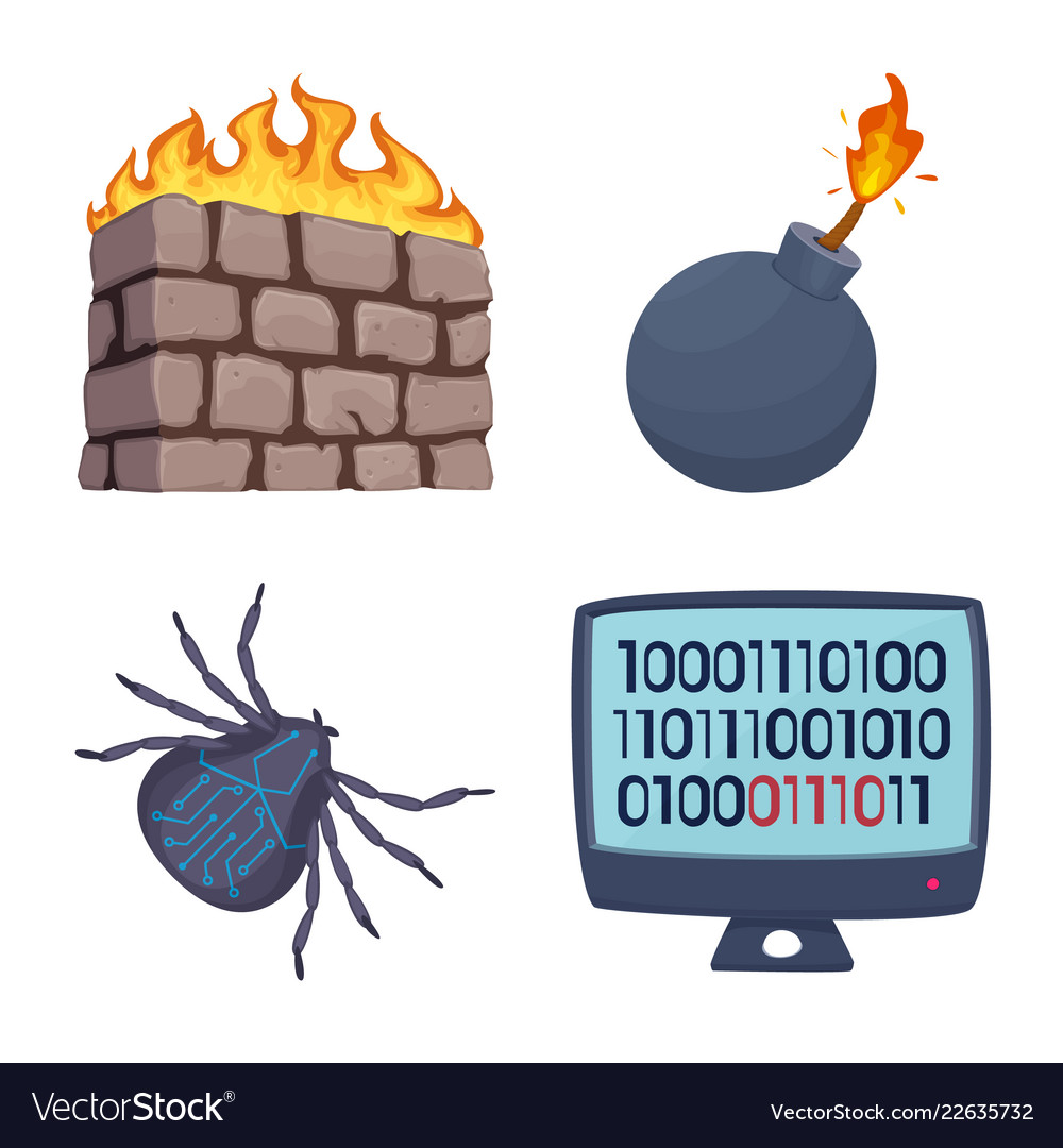 Isolated object of virus and secure sign vector image Isolated object of virus and secure sign