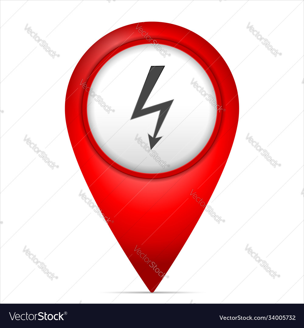Map marker with voltage symbol