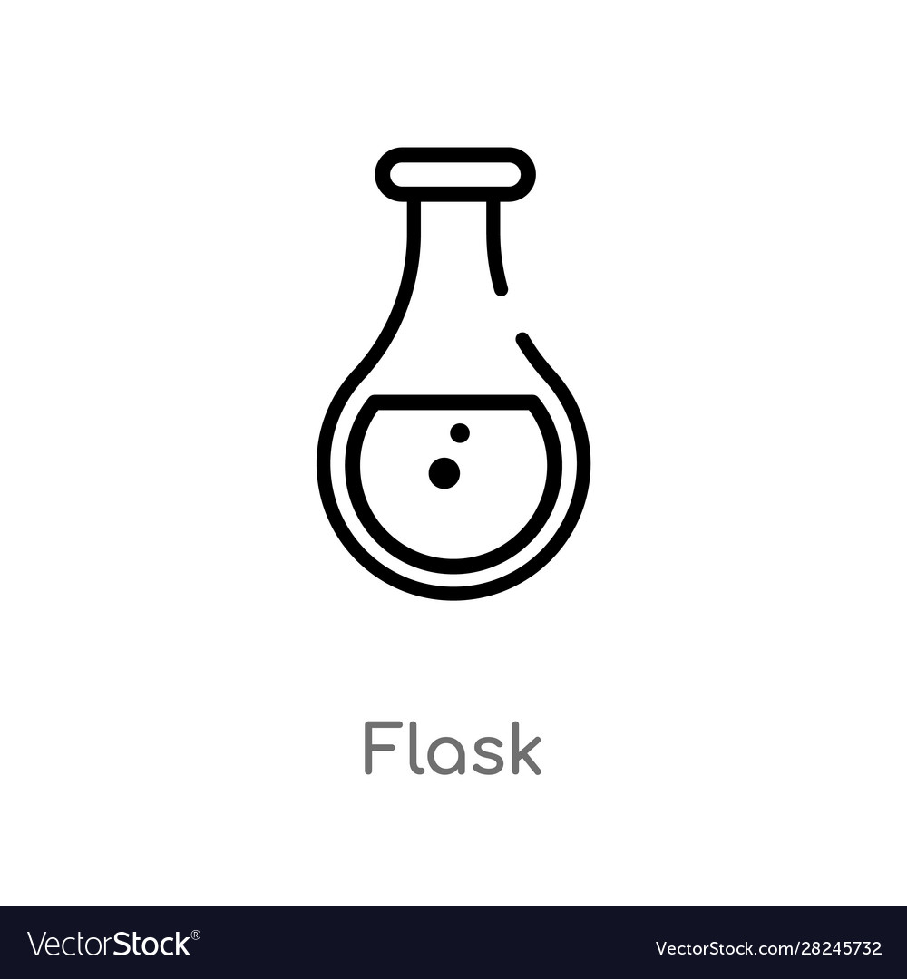 Outline flask icon isolated black simple line vector image Outline flask icon isolated black simple line