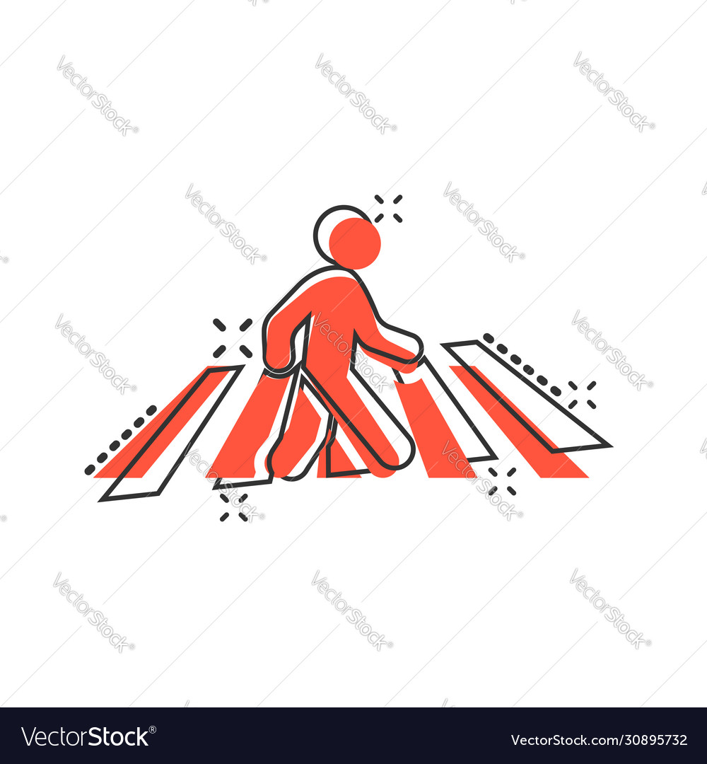 Pedestrian crosswalk icon in comic style people