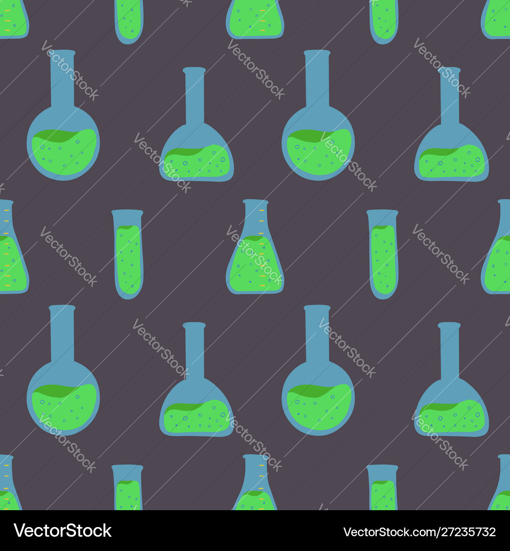 Seamless pattern with chemistry bottle Royalty Free Vector