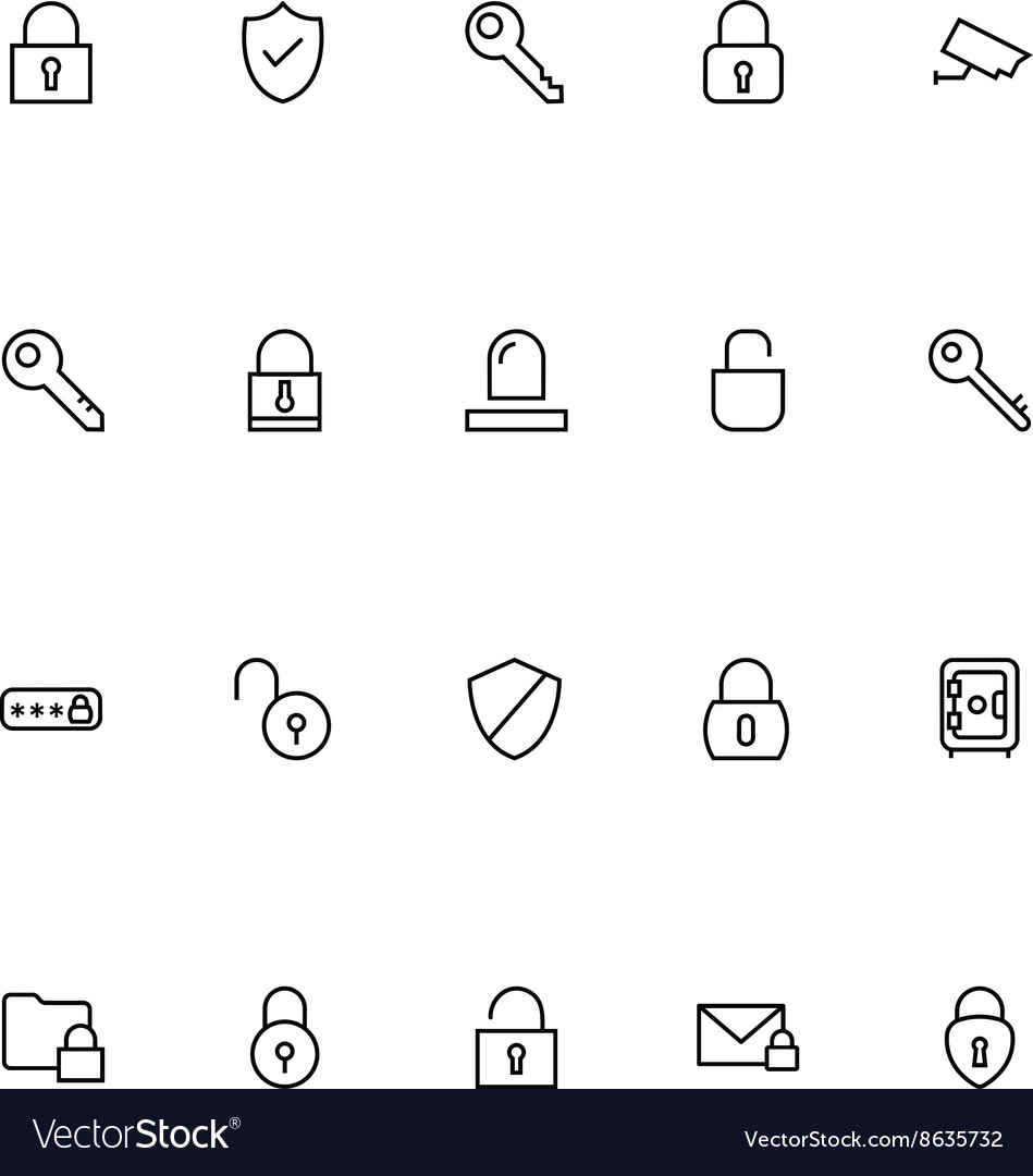 Security Line Icons - Lock & Shield