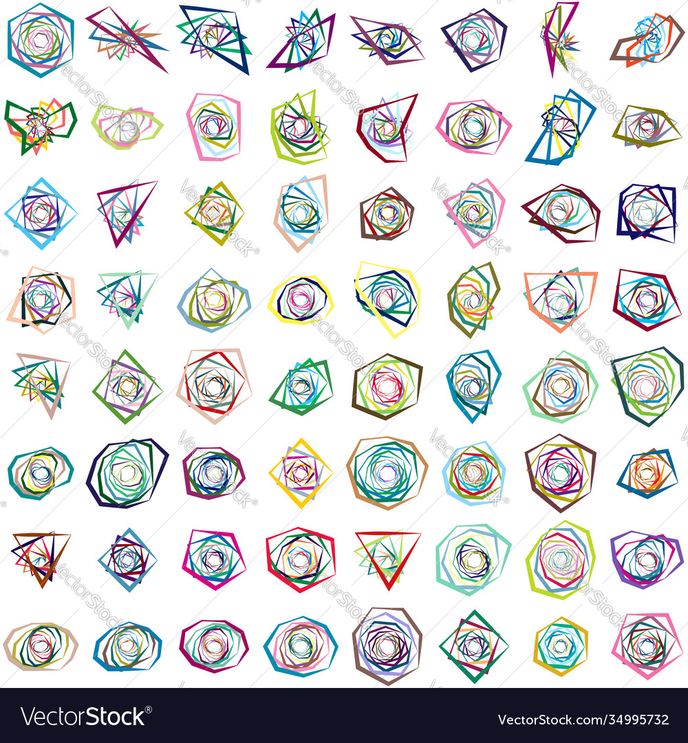 Spiral swirl twirl element set abstract vector image Spiral swirl twirl element set abstract